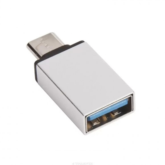 USB OTG адаптер на разъем USB Type-C "LP" металлический (серебряный, европакет)