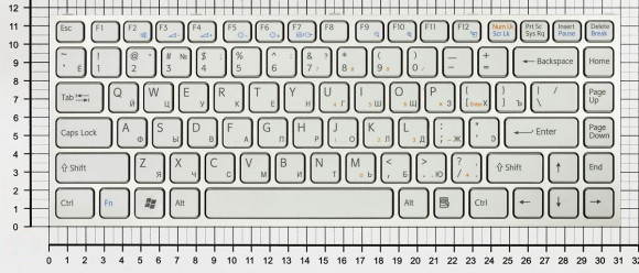 Клавиатура для ноутбука ноутбука Sony Vaio VPC-Y series, белая с серебристой рамкой Клавиатура для ноутбука ноутбука Sony Vaio VPC-Y series, белая с серебристой рамкой