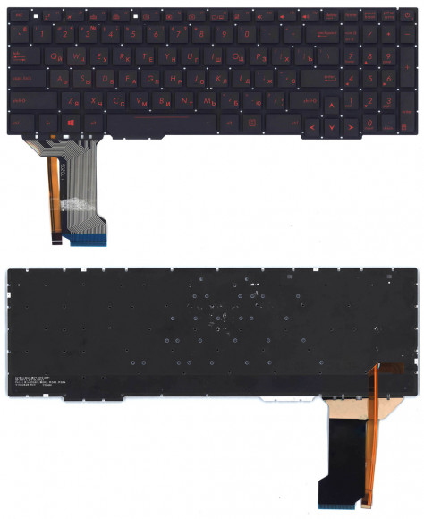 Клавиатура для ноутбука Asus GL753, черная, кнопки красные, с подсветкой