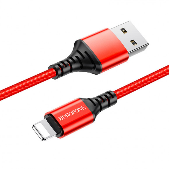 Кабель USB BOROFONE (BX54) Ultra Bright для iPhone Lightning 8 pin (1м) (красный)