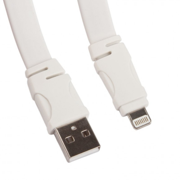 USB Дата-кабель для Apple 8-pin плоский линейка см. ft, 1.2 метра (белый, европакет)
