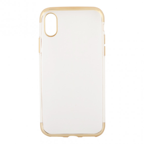Силиконовый чехол "LP" для Apple iPhone X, XS TPU (прозрачный с золотой хром рамкой (европакет))