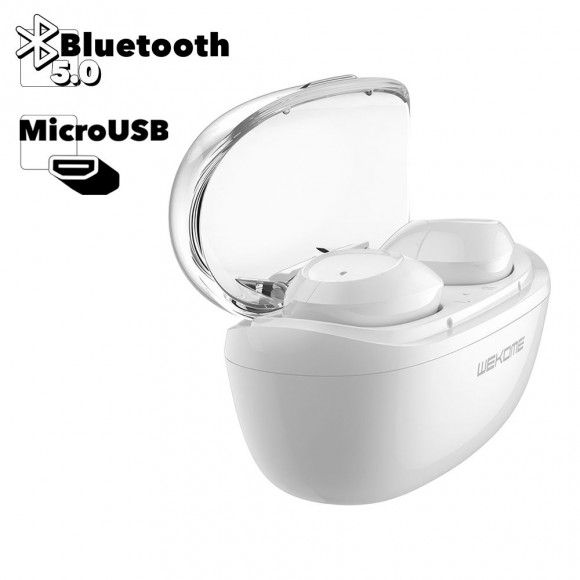 TWS Bluetooth гарнитура вставная стерео WK V25 Bluetooth Earphone TWS, белая
