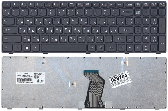 Клавиатура для ноутбука Lenovo G500, G505, G510, G700, G710 с рамкой, черная (MP-10A33US-686)