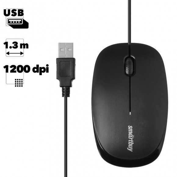 Мышь проводная Smartbuy ONE 214-K черная