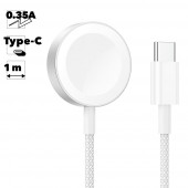 Беспроводное ЗУ HOCO CW46 для iWatch 1-8, SE, SE2, Ultra, 5V, 0.35A, магнитное, 1м (белый) Беспроводное ЗУ HOCO CW46 для iWatch 1-8, SE, SE2, Ultra, 5V, 0.35A, магнитное, 1м (белый)