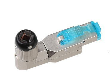 PLUD-A-8P8C-S-C6A-SH Разъем полевой оконцовки RJ-45 (8P8C) под витую пару, угловой, для одножильного кабеля, toolless, категория 6A, экранированный