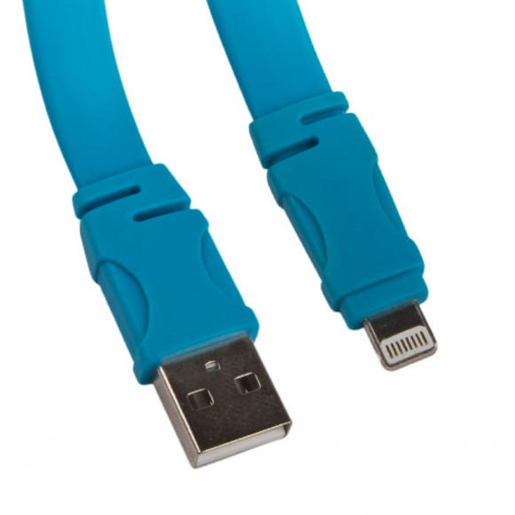 USB Дата-кабель для Apple 8-pin плоский линейка см. ft, 1.2 метра (синий, европакет)