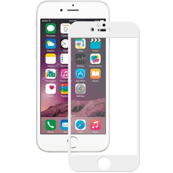 Защитное стекло для iPhone 6 (4,7 дюйма) 5D, 10D, 11D (белый) тех.пак.