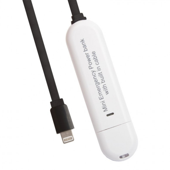 Внешний АКБ "Mini Emergency Power Bank with built in cable" с функцией USB кабеля для Apple 8 pin 500mAh