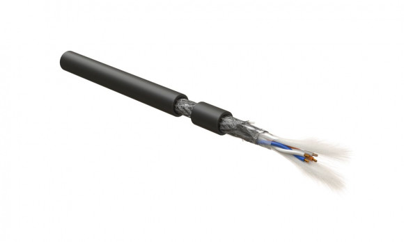 RS-SF-2x2x22/7-PVC-BK (500 м) Кабель интерфейса RS-485, экранированный SF/UTP, 2 пары 24 AWG, 2х2х0, 61 мм, многопроволочные жилы (patch) 7х0.20 мм, P