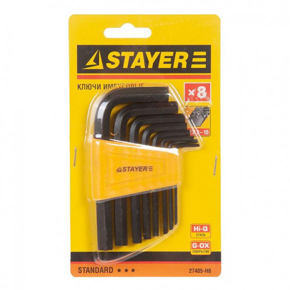 Ключи имбусовые STAYER 8 шт 27405-H8