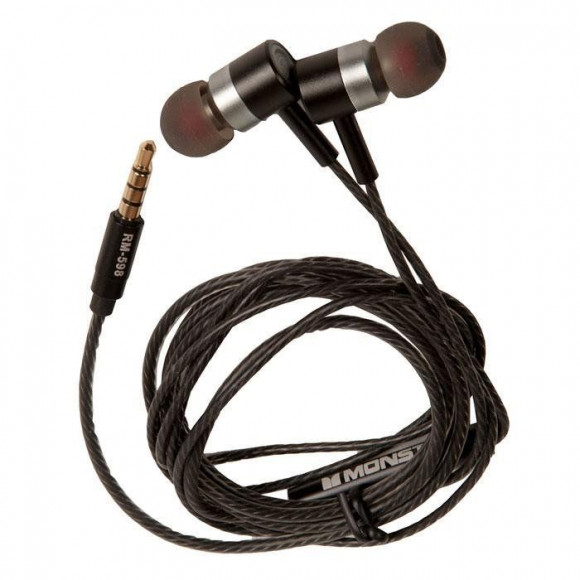 Наушники REMAX MONSTER RM-598 Metal Wired Earphone микрофон, подключение Jack 3.5 mm, черный