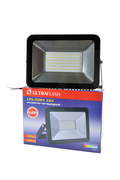 Прожектор ULTRAFLASH LFL-5001 C02 светодиодный, 50Вт, 6500К, IP65 черный
