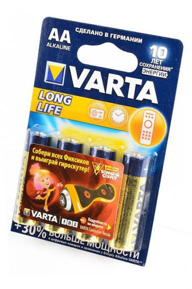 Батарейка (элемент питания) Varta Longlife 4106 LR6 BL4, 1 штука