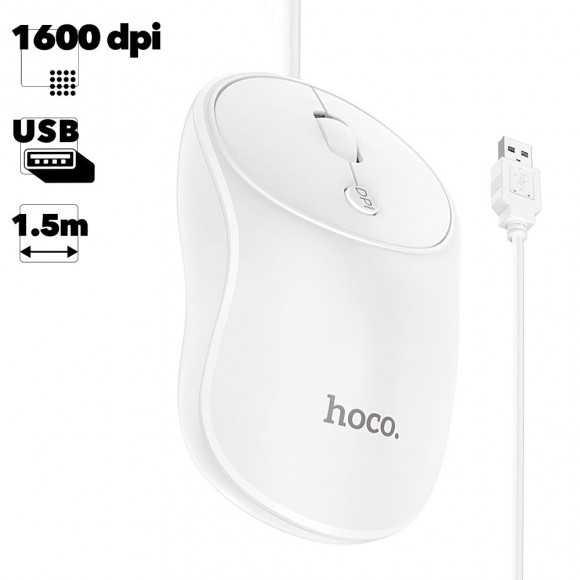 Мышь проводная HOCO GM13 Esteem Business, USB (белая)