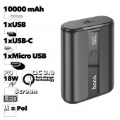 Внешний АКБ HOCO Q3 Pro 10000mAh, 1xUSB, 1xUSB-C, 1xMicroUSB, 3А, PD20W, QC3.0, LED дисплей, Li-Pol (черный)