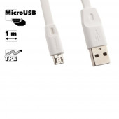 USB кабель Remax Full Speed Series 1M Cable RC-001m MicroUSB, белый USB кабель Remax Full Speed Series 1M Cable RC-001m MicroUSB, белый