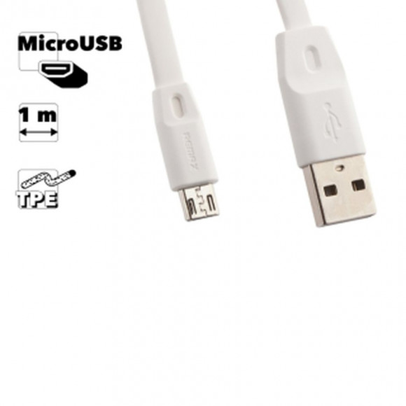 USB кабель Remax Full Speed Series 1M Cable RC-001m MicroUSB, белый