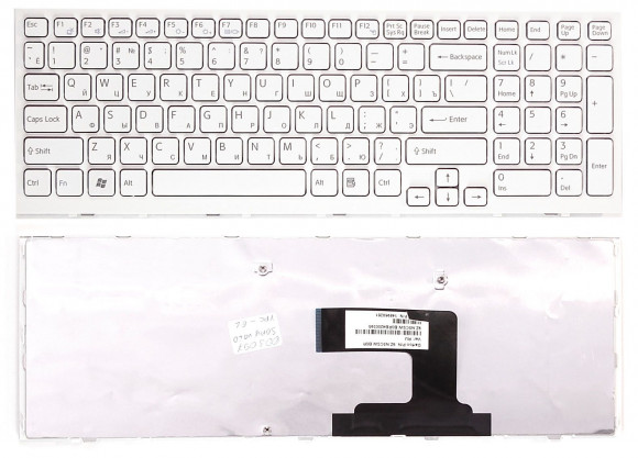 Клавиатура для ноутбука Sony Vaio VPCEL VPC-EL белая с белой рамкой Клавиатура для ноутбука Sony Vaio VPCEL VPC-EL белая с белой рамкой