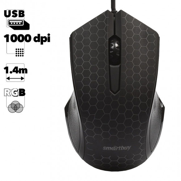 Мышь проводная с подсветкой Smartbuy ONE 334-K черная