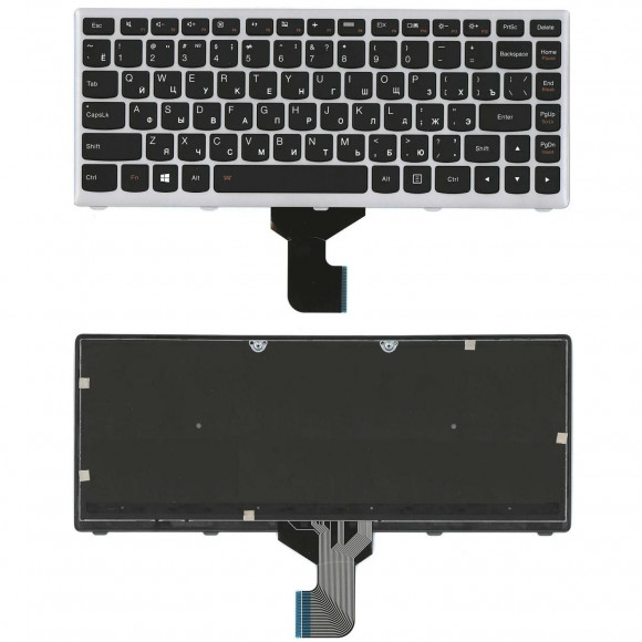 Клавиатура для ноутбука Lenovo IdeaPad Z400, черная, рамка серая