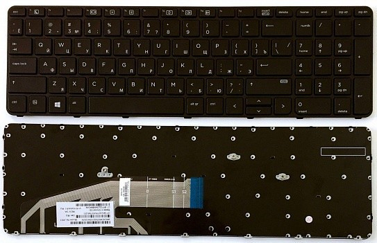 Клавиатура для ноутбука HP Probook 450 G3 черная, с рамкой