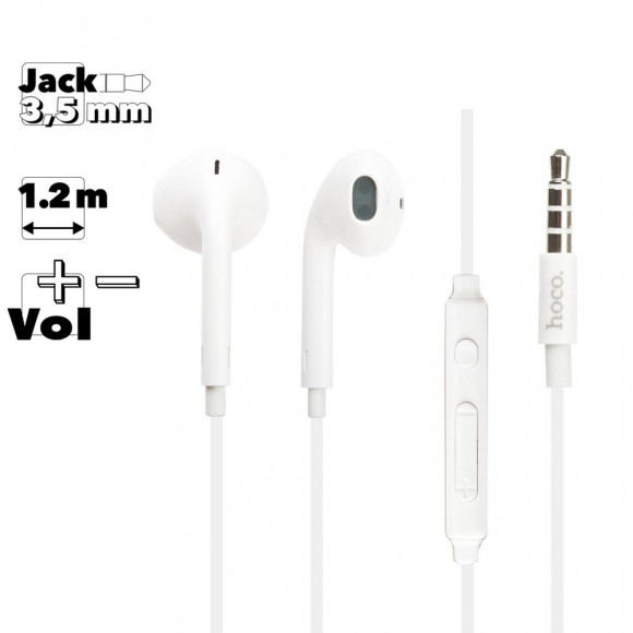 Гарнитура Hoco M55 Memory Sound Wire Control Earphones With Mic, белая