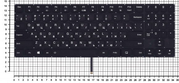 Клавиатура для ноутбука Lenovo Legion Y540, черная с белой подсветкой