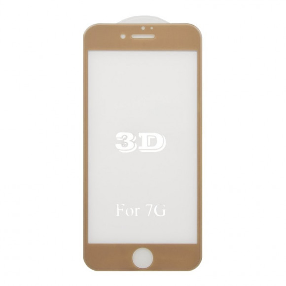 Защитное стекло для Apple iPhone 7 Tempered Glass 3D, золотое (ударопрочное)
