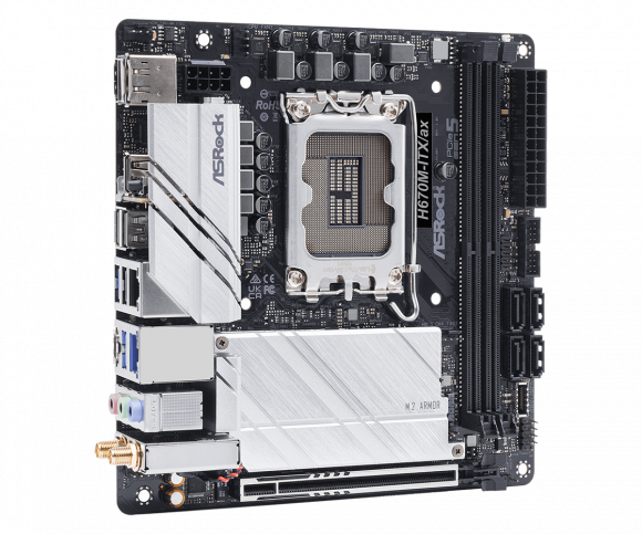 Материнская плата Asrock H670M-ITX/AX, INTEL H670/2DDR4/4SATA3/MINI-ITX, LGA1700 Материнская плата Asrock H670M-ITX/AX, INTEL H670/2DDR4/4SATA3/MINI-ITX, LGA1700