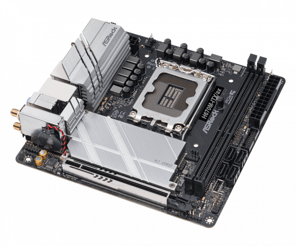 Материнская плата Asrock H670M-ITX/AX, INTEL H670/2DDR4/4SATA3/MINI-ITX, LGA1700 Материнская плата Asrock H670M-ITX/AX, INTEL H670/2DDR4/4SATA3/MINI-ITX, LGA1700
