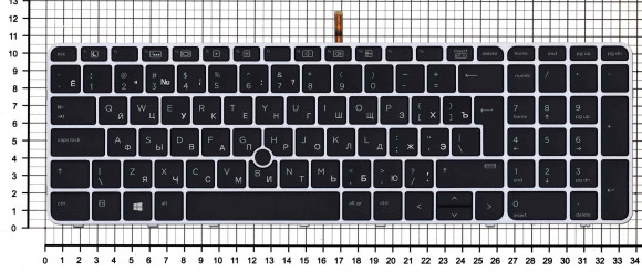 Клавиатура для ноутбука HP EliteBook 850 G3, 850 G4, черная с серой рамкой и подсветкой