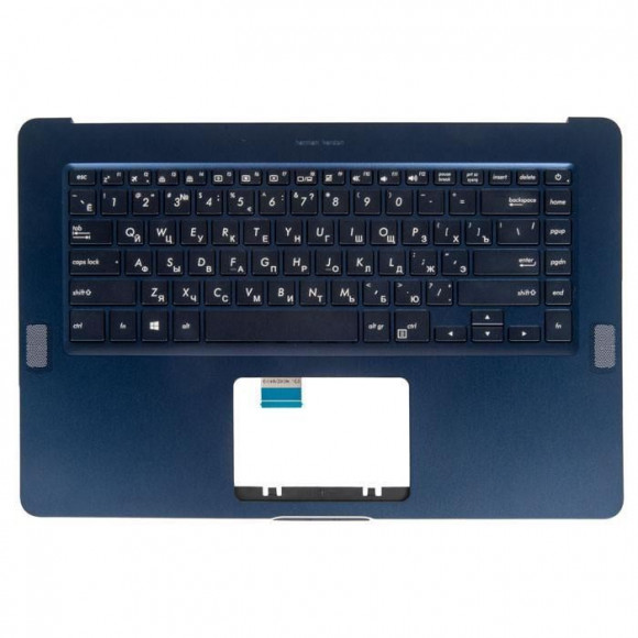 Клавиатура для ноутбука Asus UX550VE-1A с топкейсом, подсветкой, темно-синяя, UI раскладка, RU лазерная гравировка