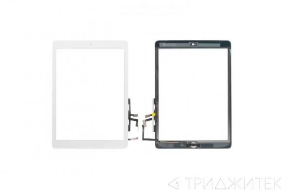 Тачскрин (сенсорное стекло) для планшета Apple iPad Air (A1474, A1475, A1476), с кнопкой Home и клейкой лентой, белый, 9.7