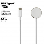 Беспроводное ЗУ COTEetCI WS-21 для iWatch, USB-C, 0.3M (белый) Беспроводное ЗУ COTEetCI WS-21 для iWatch, USB-C, 0.3M (белый)