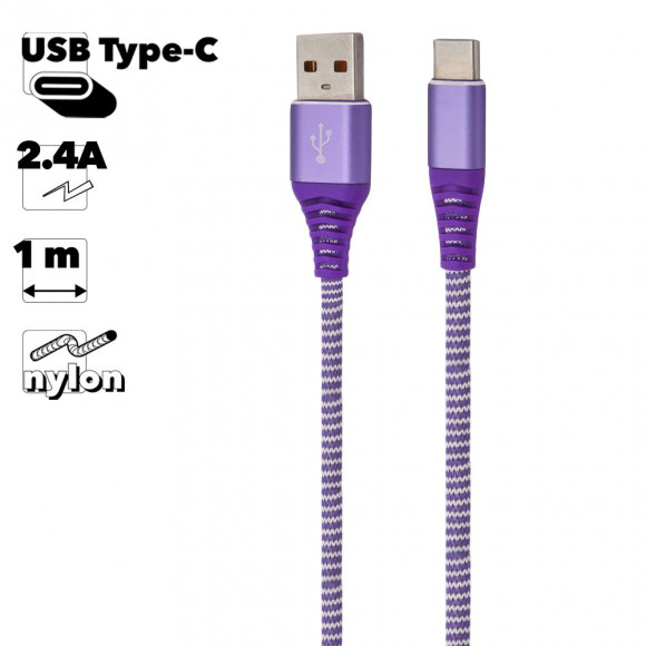 USB кабель "LP" Type-C "Носки" (фиолетовый, блистер)