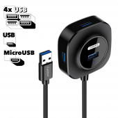 USB Хаб Earldom ET-HUB06 4 USB Port Splitter, черный USB Хаб Earldom ET-HUB06 4 USB Port Splitter, черный
