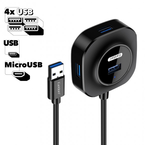 USB Хаб Earldom ET-HUB06 4 USB Port Splitter, черный