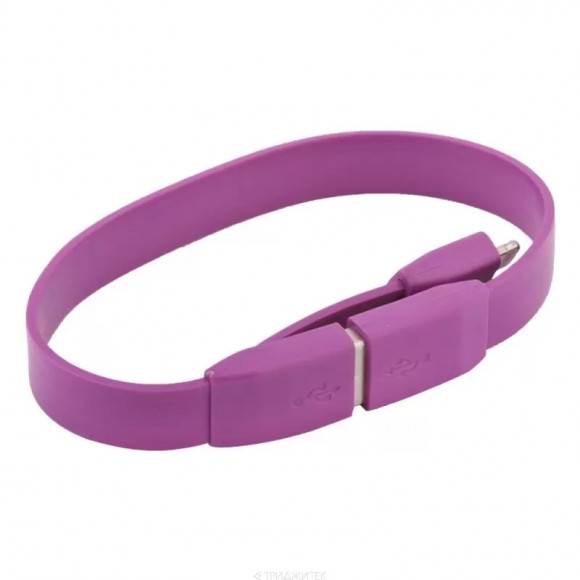 USB кабель "LP" для Apple iPhone, iPad Lightning 8-pin плоский браслет (сиреневый, европакет)