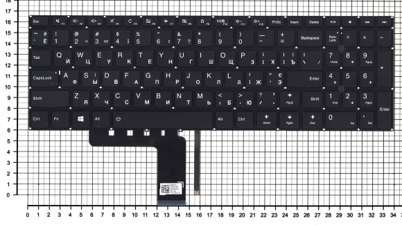 Клавиатура для ноутбука Lenovo IdeaPad 310-15ISK, черная с подсветкой