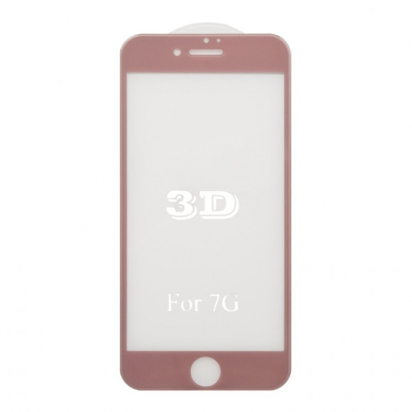 Защитное стекло для Apple iPhone 7 Tempered Glass 3D розовое (ударопрочное)