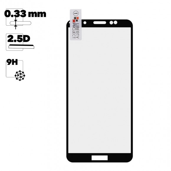 Защитное стекло "LP" для Huawei Honor Y5 Lite Thin Frame Full Glue с рамкой 0.33 мм, 2.5D, 9H, черное