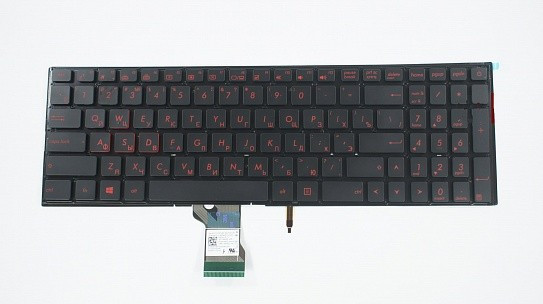 Клавиатура для ноутбука Asus Q501 черная, кнопки красные, с подсветкой