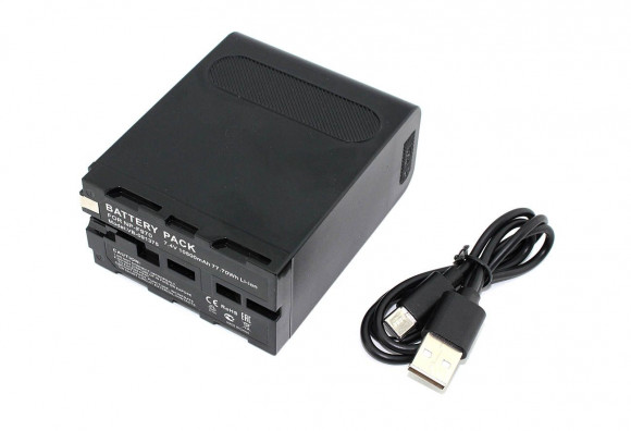 Аккумуляторная батарея для видеокамеры Sony CCD-RV (NP-F970) USB Type-C, 7.4В, 10500мАч, усиленная