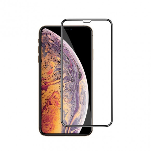 Защитное стекло для iPhone XR, 11 5D, 10D, 11D (черный) тех пак