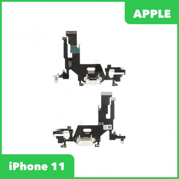 Системный разъем (разъем зарядки) для iPhone 11, микрофон, 100% оригинал (белый)