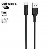 USB кабель Hoco X25 Soarer Charging Data Cable For Type-C, 1 метр, круглый пластиковые разьемы, черный