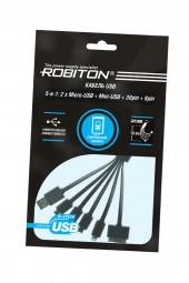 Дата-кабель Robiton P9, 2MicroUSB, Mini USB, 30pin, 8-pin, 15 см, черный с брелоком Дата-кабель Robiton P9, 2MicroUSB, Mini USB, 30pin, 8-pin, 15 см, черный с брелоком