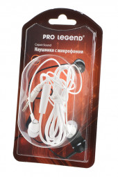 Наушники Pro Legend Sound PL5023 с микрофоном, белые затычки, 18-20kHz, 116#3dB, 32Ом, шнур 1.2м, BL1 Наушники Pro Legend Sound PL5023 с микрофоном, белые затычки, 18-20kHz, 116#3dB, 32Ом, шнур 1.2м, BL1
